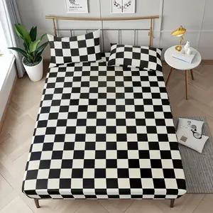 Plaid Pattern Bedding Set, 3 Piece Includes Sheet Cover and Pillowcases, Comfortable Bedroom Linen, Fashion Home Decor Essentials
