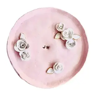 Handmade Elegant Floral Trinket Dish - Perfect for Storage and Display in Clay or Ceramic Plate