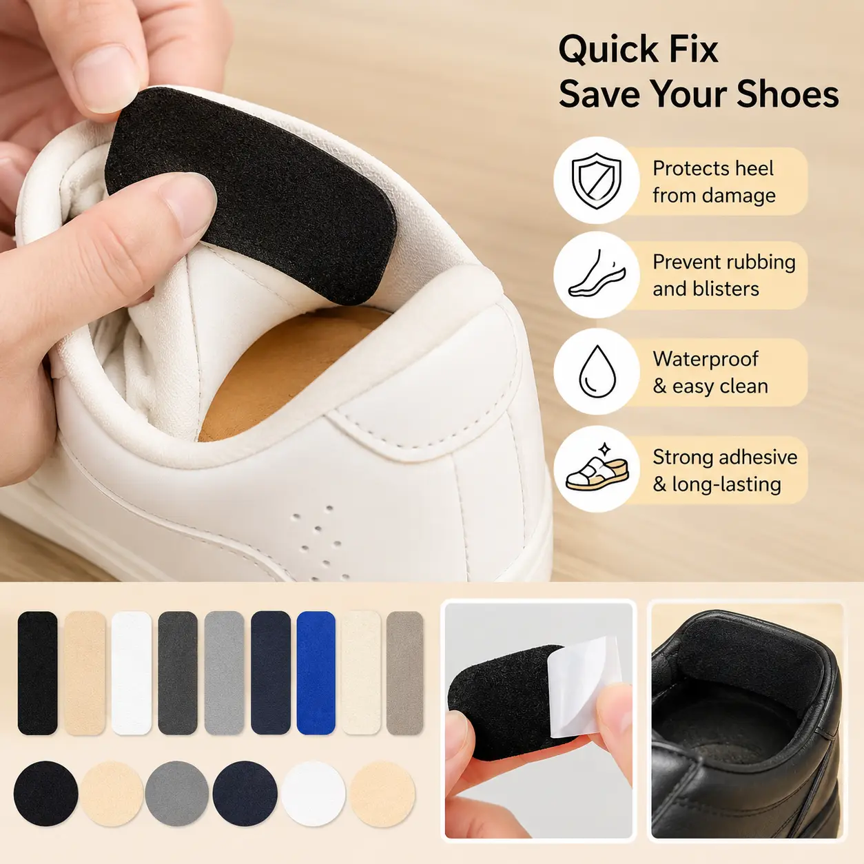 6 Pieces Self-Adhesive Shoe Repair Patches, Anti-wear Stickers for Inner Shoe Abrasion Protection and Footwear Damage Mending