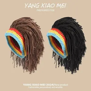 Yoyo Dreadlock Knit Hat Hip-Hop Party Hat Knitted Wig Hat Funny Headgear