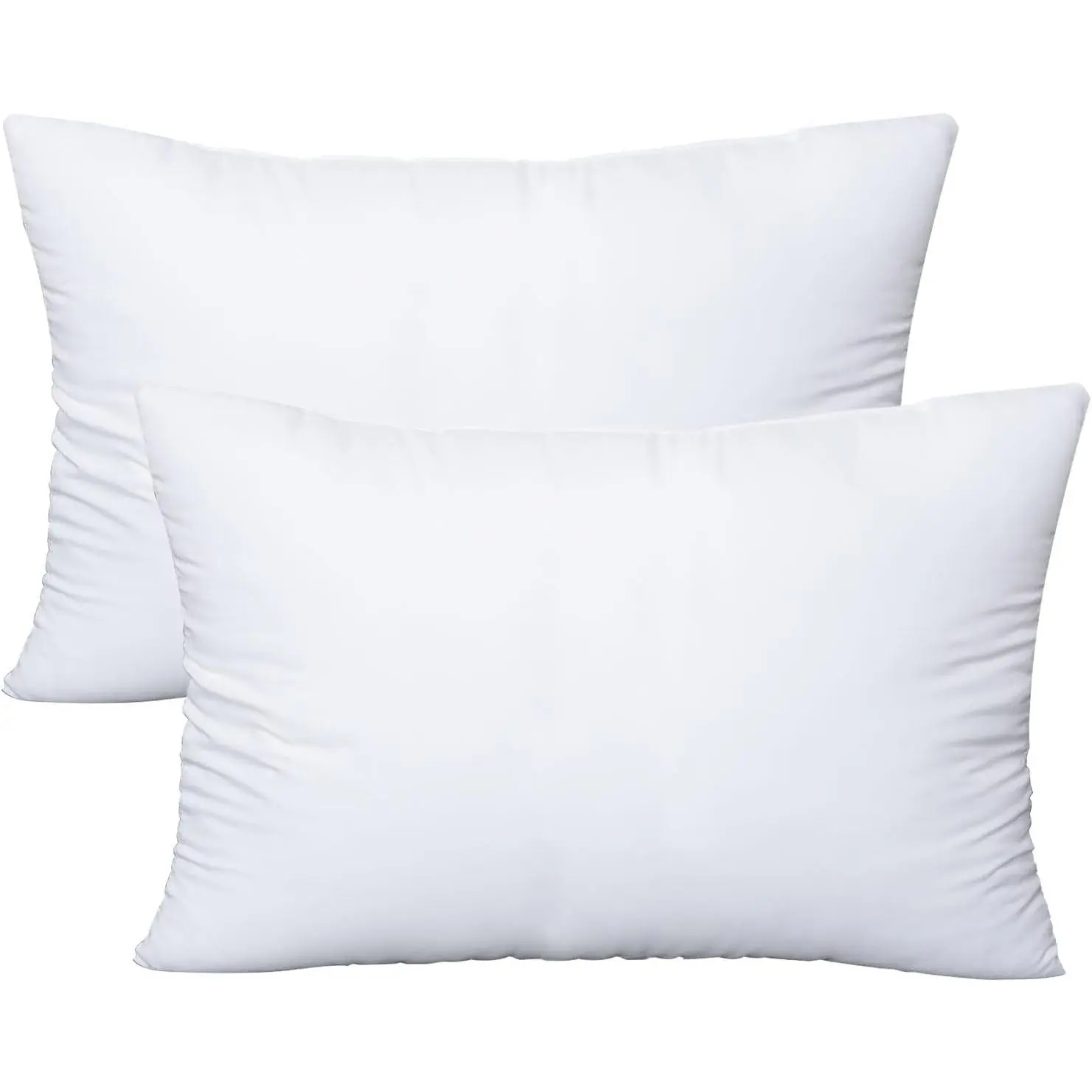 Throw Pillows Insert Set of 2, with 100% Cotton Cover, Decorative Pillows for Bed Couch Indoor Hotel, 12x20 in White Pillow Inserts