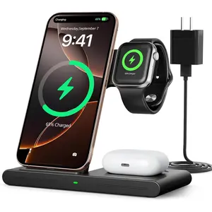 2026 Travel Portable Wireless Fast Charger  Apple & Android Charging Station,3 in 1 Charging  iPhone17 16 15 14 13 12,Apple Watch Series & Air pods 4 3 2 Pro,Samsung Galaxy