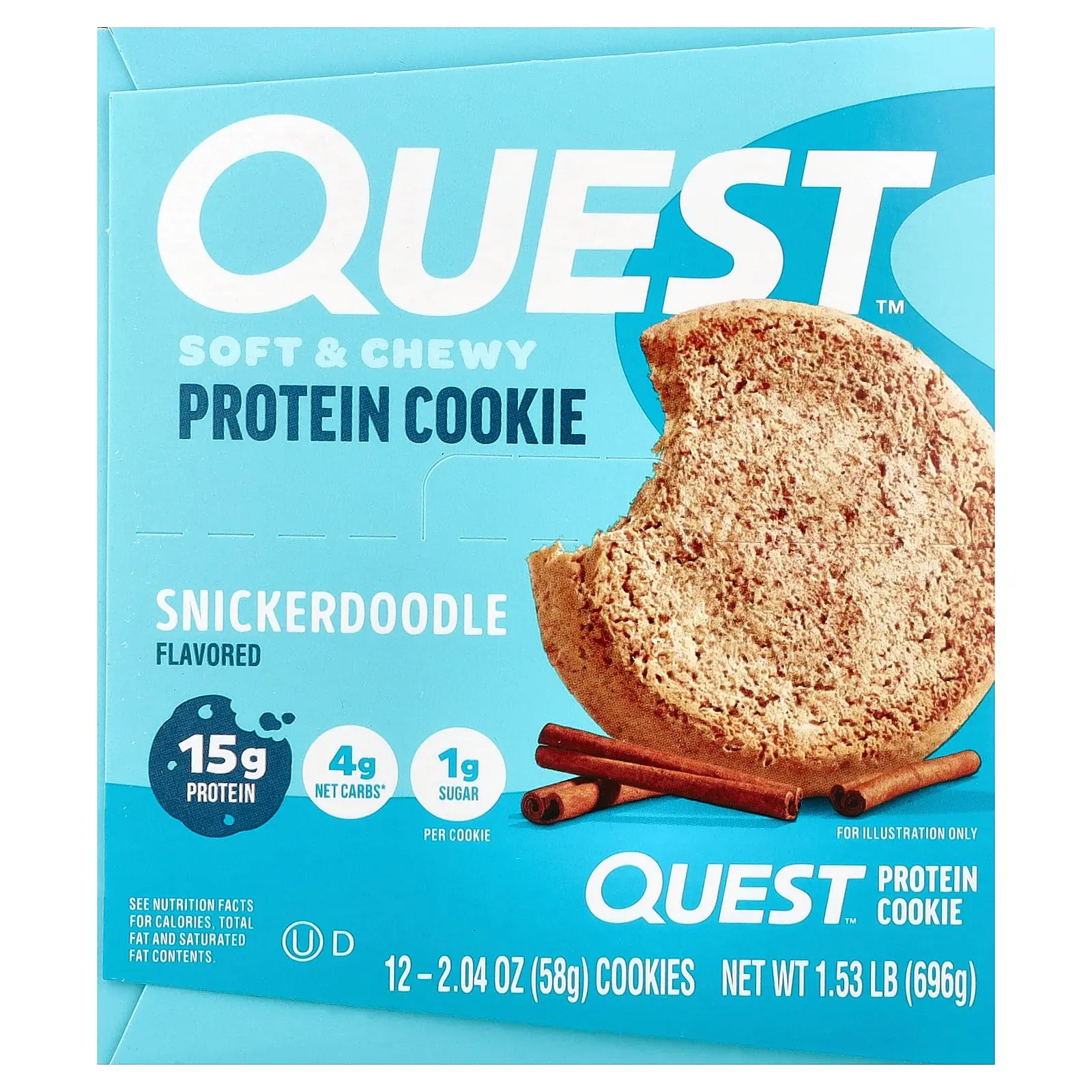 Quest Nutrition Protein Cookie, Snickerdoodle, 12 Cookies, 2.04 oz (58 g) Each Quest Nutrition Protein Cookie, Snickerdoodle, 12 Cookies, 2.04 oz (58 g) Each