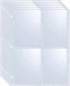 20 Pack 160 Pockets 2.5X3.5 Trading Card Sleeves,A5 Binder 4 Pocket Card Sleeves,Double-Sided 4 Pocket 6.1X7.6 Page Protector,Ultra-Clear Game Card Sheets for A5 Mini 3 Ring Binder WITHYU