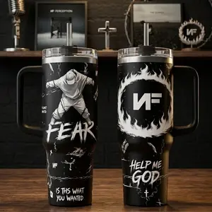 NF FEAR Music Custom Tumbler 40oz 20oz Rock Music Custom Cup 40 oz Tumbler With Handle, Tumbler 20oz No Handle, Gifts For Fans