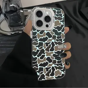 Camo Vintage Sitka Camouflage Black Shockproof Phone Case for 17 Pro Max Phone Case 17 Air 16 E 15 Plus 14 13 12 11 X XS XR 7 8 Plus Anti-Fall Protective Cover with Frosted Hard PC Back & Flexible TPU Bumper