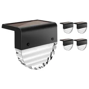 4 packs of waterproof LED solar deck lights, outdoor step lights, step fence lights, suitable for outdoor, garden, courtyard, stairs, courtyard, 10 lumens, warm white/color changing lighting Flood