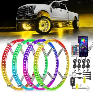 Nilight 4PCS 15.5inch Double Row LED Wheel Ring Lights RGB with APP and Remote Control, Turn Signal & Braking Function for Car, Van, SUV, Truck Vehicle  dealsforyoudays