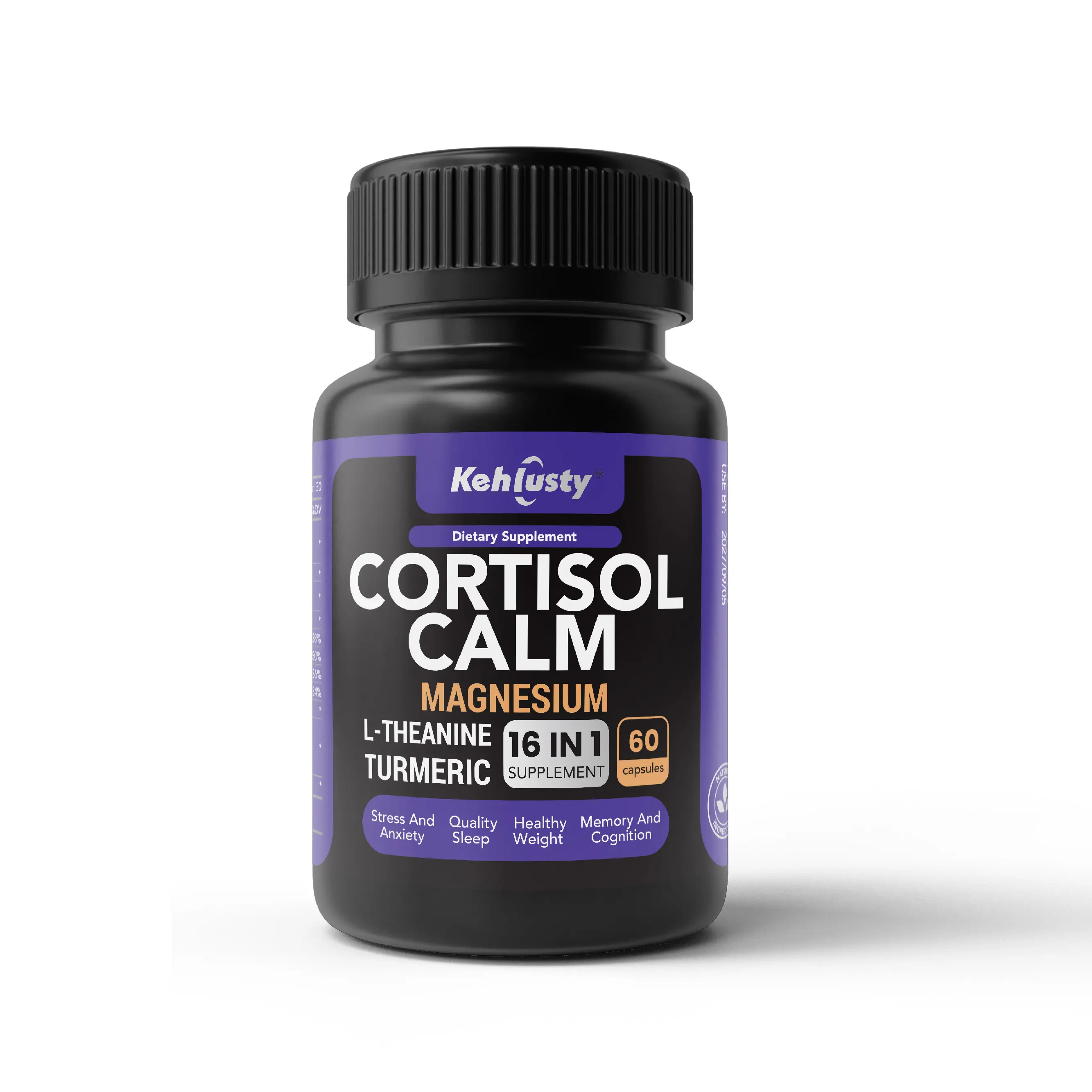 Cortisol Support Natural Stress Calm Supplement - 16-in-1 Adaptogen Botanical Herbal Nutrition Blend Capsules with Ashwagandha, Rhodiola - Lactose-Free Lifestyle Supplements