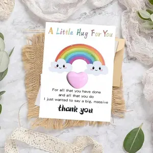 1-100pcs Resin Heart Mixed Color Pocket Hug Cards, Classroom Kindness Gift Cards for Birthday Celebrations, Thoughtful Kindness Cards
