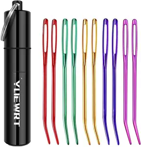 10Pcs Yarn Darning Tapestry Needle Set with Large Eye Aluminum Storage Tube Sharp Bent Needles for DIY Sewing Projects