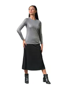 Devorah's Secret Metal Gray Modest Long Sleeve Crew Neck Top for Women top