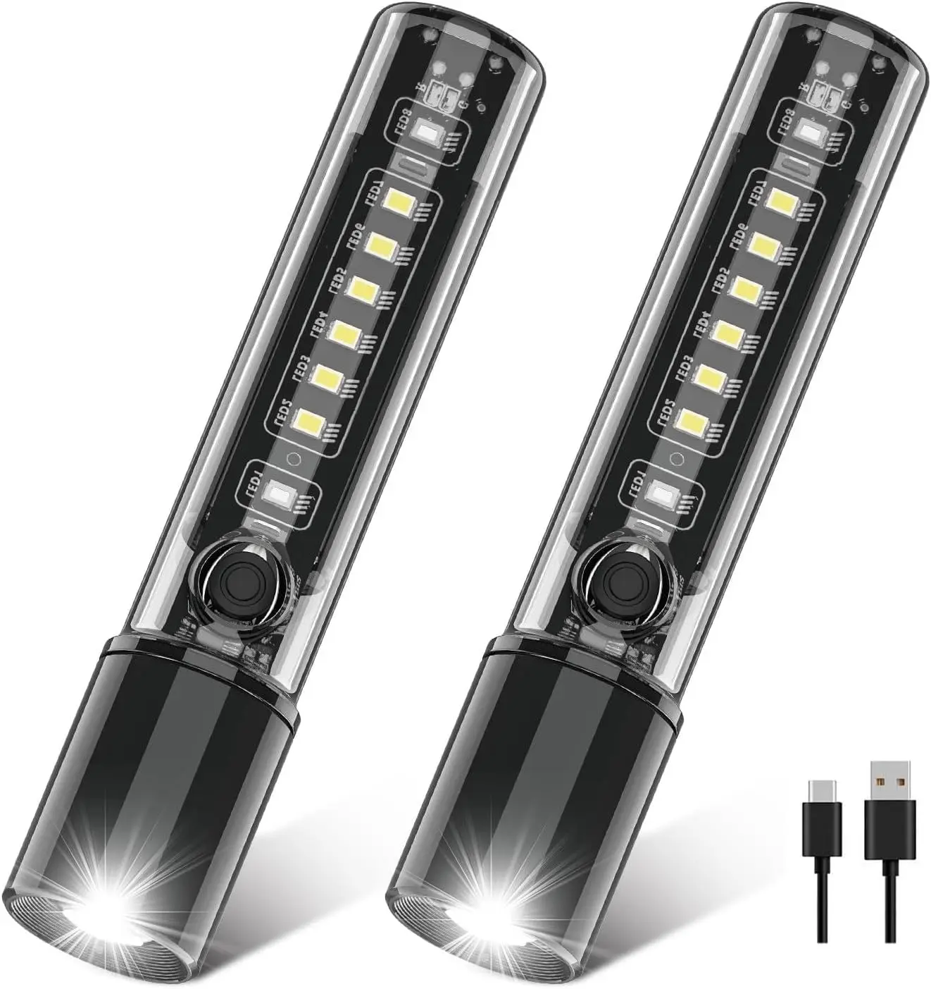 USB-C Rechargeable Purple Bright LED EDC Flashlight - Aluminum Body, Waterproof, Zoom Focus, 3-Way Modes, Red-Blue Emergency Strobe, Portable, Secondary Rechargeable, WiFi, Home Improvement & Outdoor Camping Torch