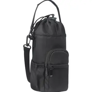 Portable Water Bottle Bag with Adjustable Shoulder Strap, Insulated Cup Holder, Heat Protection Cover, Phone Pocket, Outdoor Sports Travel Bag, Drink Protector