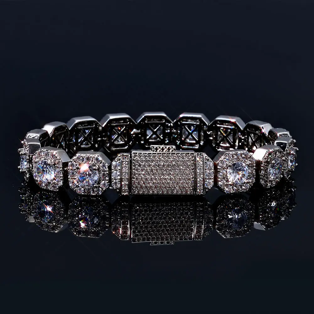 Moissanite Bracelet - Elegant Design with Sparkling Moissanite Stones and Intricate Patterns