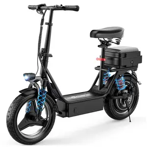 PIKABIKE K11 Electric Scooter Adults, 1200W Peak Motor, 48V 20Ah battery，20-40 Miles of Range Scooter with Seat, 25MPH Top Speed, Foldable Escooter with Rear Box/Basket for Pets and Cargo, Dual Suspension for Commuting