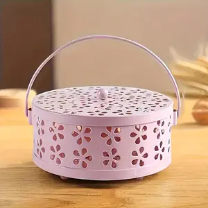 Retro Style Metal Mosquito Coil Holder, Portable Incense Burner with Handle, Ideal for Home and Outdoor Decoration, 4 Seasons Use