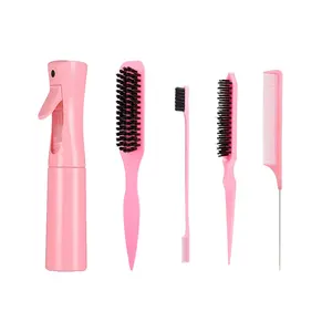 5-Piece Hair Styling Tool Set, Comb Brush Dual-Head Eyebrow Brush Steel Needle Tail Comb Spray Bottle, Professional Hair Care Accessories, Haircare, Home Hair Kit