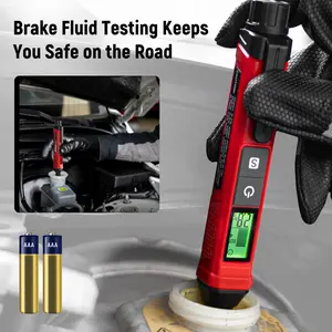 KAIWEETS Brake Fluid Tester Pen with Corrosion-Resistant Probe High-Precision Moisture Detection Data Hold Buzzer Alarm Tri-Color Backlight for Automotive Maintenance
