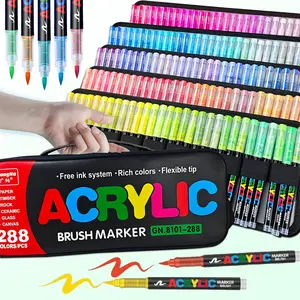 Guangna 8101 Acrylic Paint Markers 240/288 Colors, Large Capacity Soft Tip Liquid Type, Visible Ink No Press Needed, Student Creative DIY Art Brushes, Art Supplies, Art Marker Set