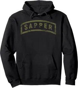 Army Sapper Tab OCP Green - Distressed Worn Look Pullover Hoodie