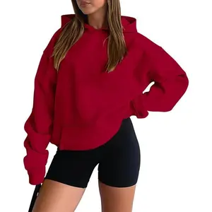 WomenHoodiesCasualPulloverLongSleeveSweatshirtKangarooPocketDropShoulderSweaterWomenswearFabrics