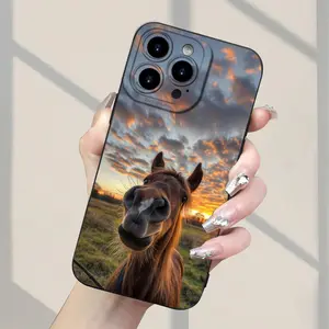 New Horse and Sunset Pattern Classic Creative Phone Case, TPU Shockproof Full Protective Case for iPhone 17/16/15/14/13/12/11 Pro Max Plus Air E XS and Promax Mini, Ideal Gift for Friends and Family, Ms1574