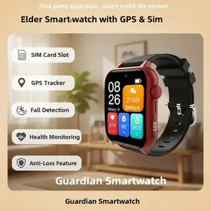 Smart Watch for Elderly with SIM Card Slot GPS Tracker Fall Detection Heart Rate Blood Pressure Monitor Anti-Lost Activity Tracker