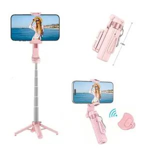 Mini Pocket 4-in-1 multi-functional selfie stick - 360° rotation, fashionable and portable, wireless Bluetooth control, suitable for selfie/video recording/video recording phone stand, compatible with most phone models, upgraded version extends up to 65cm