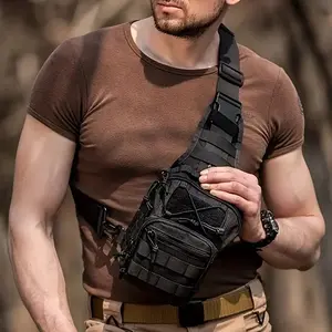 There are multiple colors available. It's a tactical daily carry crossbody bag, a large-capacity shoulder bag, an EDC multifunctional chest bag, and it's perfect for outdoor sports like hiking and camping as a concealed carry shoulder bag.