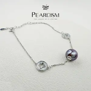 【Live】PEARLISM Dainty Unique Everyday Edison Pearl Bracelet - 8-9mm Round 925 Sterling Silver Mother-of-Pearl-AFEB008