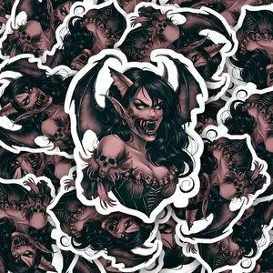 Goth Demon Girl Vinyl Sticker