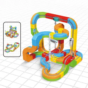Magic Rail Block, DIY Track Set,Building Block,Creative DIY Construction Set,Gravity-Defying, Upside-Down Driving,LED,Christmas Gift,Gift for Kids,Easter