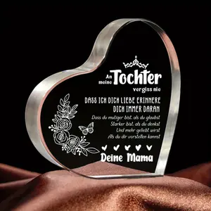 1 Piece German Daughter Gift from Mom, Birthday Mother's Day Graduation Wedding Daughter Gift, Daughter from Mother Acrylic Heart Gift