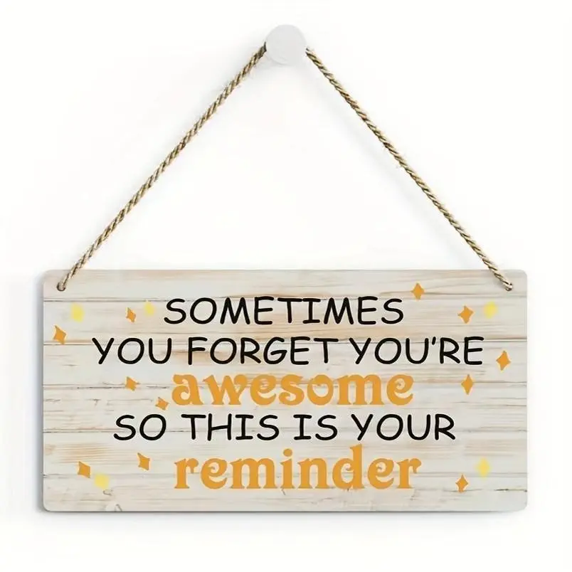 Country Style Wooden Sign with Inspirational Quotes, Printed Wall Art for Home and Office Door Decoration, Wooden Plaque