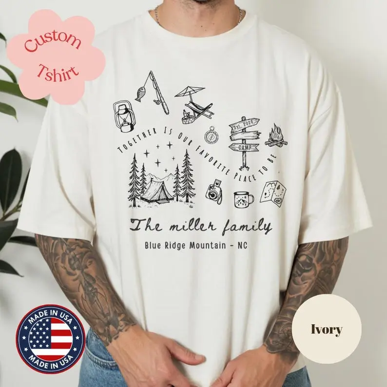 Personalized Family Camping Shirt | Custom Camp Vacation Tee | Matching Camp Crew Shirts | Family Reunion Lake Trip Campfire T-Shirt