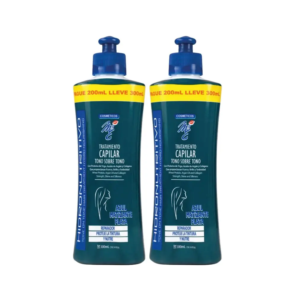 MyE Tono sobre Tono Tratamiento capilar Azul Matizante Plata 300mL (2 Pack)