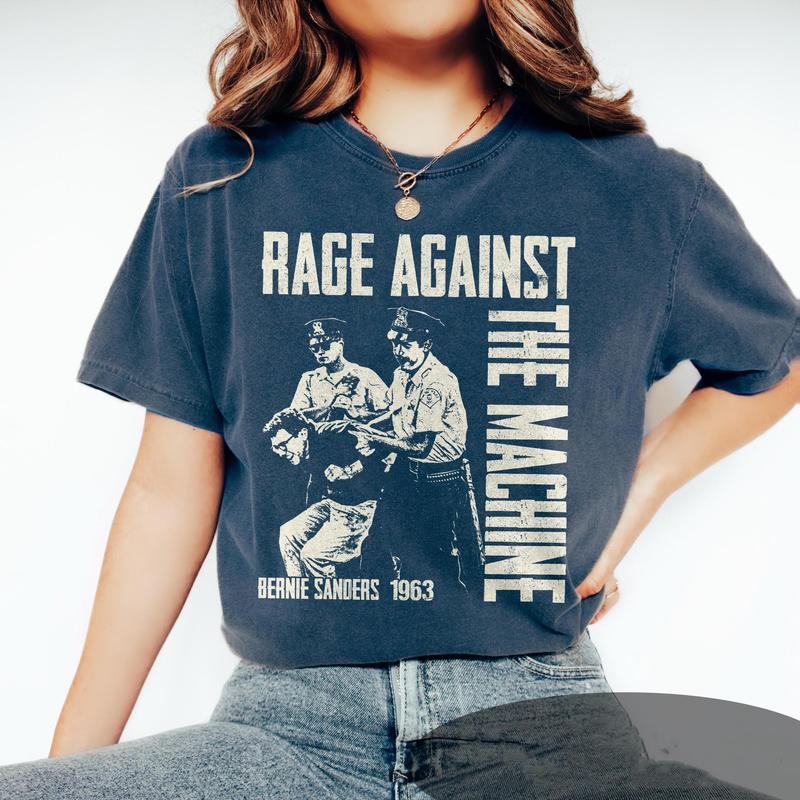 Berniee Sanders Tshirt, Rage Against The Machine Shirt, 1963 Arrest Photo, Resistance Tee, Unisex Short Sleeve Tee, Graphic Round Neck Tee Top Womenswear