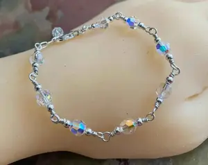 Swarovski 6 mm Crystal Bracelet /Anklet in Sterling Silver