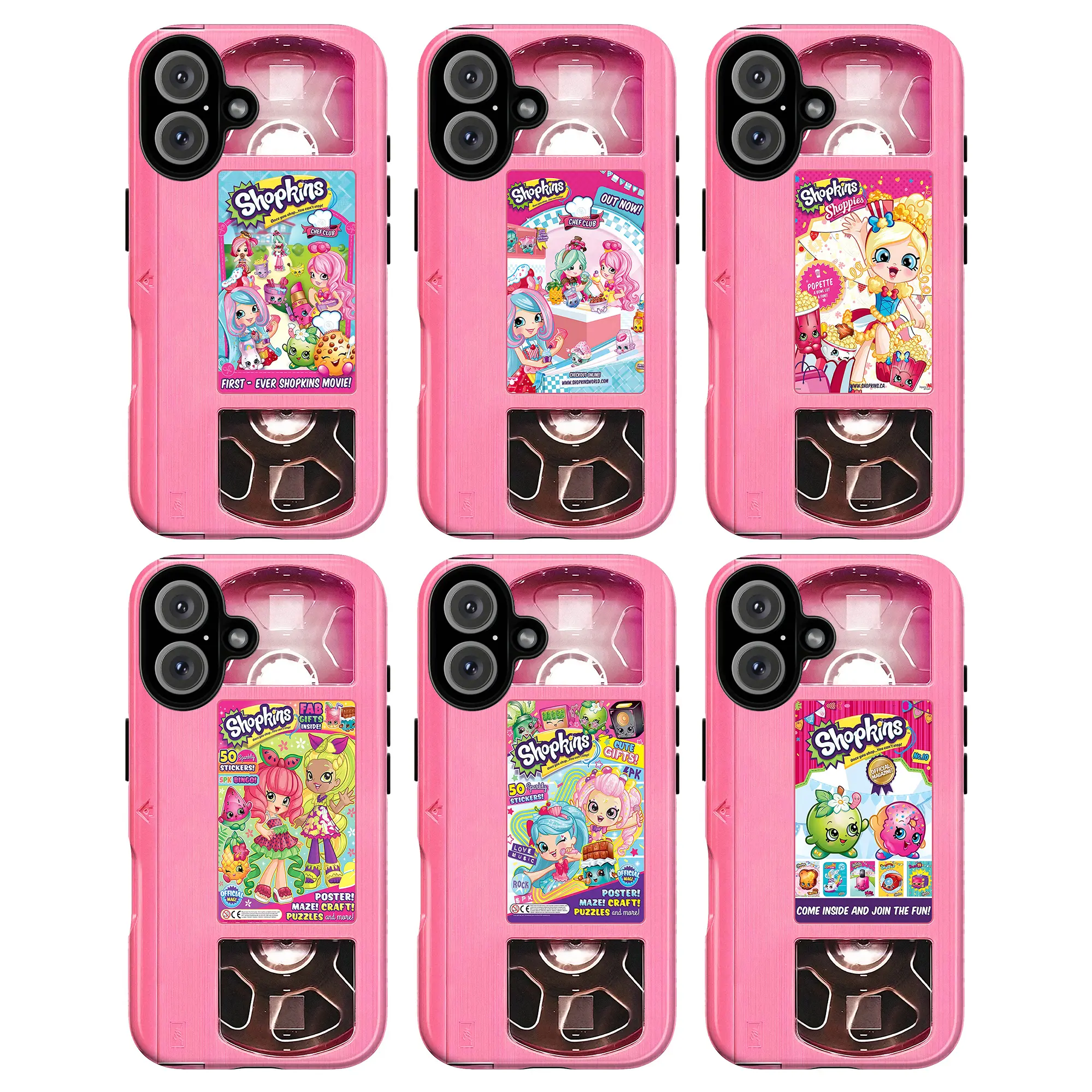 Shopkins Aesthetic VHS Phone Case – Cute Kawaii Food Cartoon Cover, Colorful Dessert Candy Theme, Retro 90s Vintage Tape Design, Childhood Nostalgia Fun Style for iPhone 17 16 15 14 13 Pro Max & Samsung Galaxy S25 S24 S23, Gift for Girls & Women