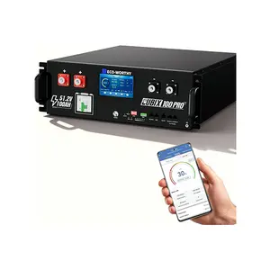 ECO-WORTHY 48V 100Ah Pro Server Rack LiFePO4 Lithium Battery, LED Display, Bluetooth & WiFi Connectivity, Low-Temperature Resistant Cells, for Home Backup Power and Solar Energy Storage