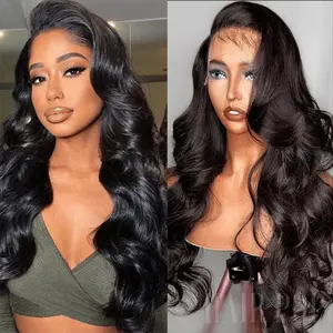 HAIR POP  26 Inch 200% density Black Body Wavy Wigs for Women, Gorgeous Fluffy black Wig synthetic heat resistant Matte fiber 13x4 / 13x6 Lace Front Wigs for Party, Daily, Back To School FallforBirhdaGifts,Valntine'sDay