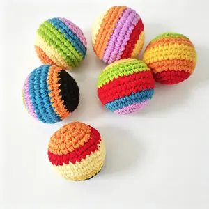 Handmade Striped Juggling Soft Kick Bag Portable Sensory Toy For Solo Group Game Play