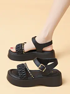 Women's Thick Sole Sandals Summer New Trendy Fairy Style Strap Beach Shoes Perfect Match for Dresses