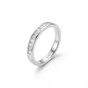 [AB078] Real Silver Ring Handcutted White Zirconia