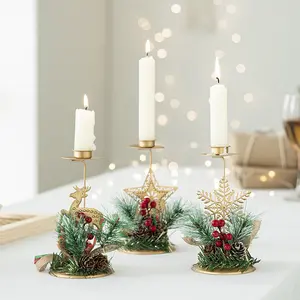 Iron Christmas Candle Holder, Window Display Decoration, Pine Cone Tree Design, Festive Atmosphere Arrangement Tray