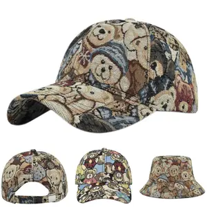 Teddy Bear Adjustable Sun Protection Baseball Cap Bucket Hat for Sun Protection Needs Cotton Material 23 Inch Versatile Use Outdoor Activities