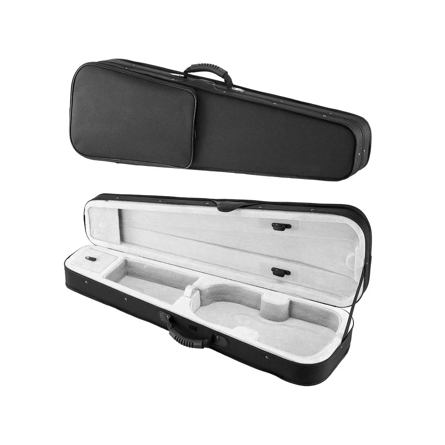 4/4 Full Size Professional Triangular Violin Case, Nylon Waterproof Lightweight Portable Travel Bag, Plush Lining, Dual Shoulder Straps, Anti-Scratch, Black Instrument Carrying Case