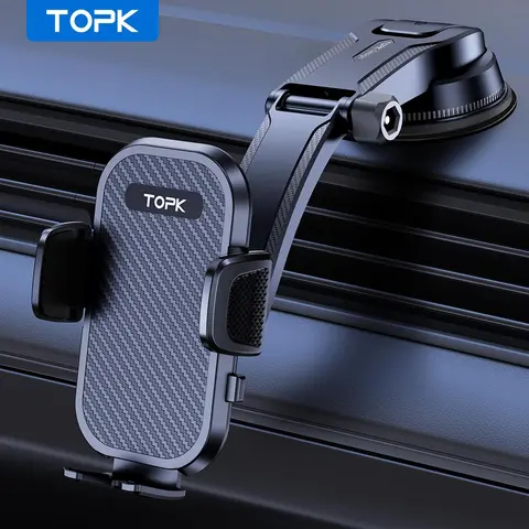 TOPK Phone Holder for Car Dashboard, Car Phone Holders, Adjustable Car Cell Phone Holder, 360-Degree Rotation Phone Stand, Cell Phone Car Mount, Universal Smartphone Holder