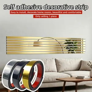 5m/196.85inch Flexible PVC Mirror Wall Trim, Self-Adhesive Peel and Stick Border Decorative Strip, Easy Installation for Home Interior Decoration